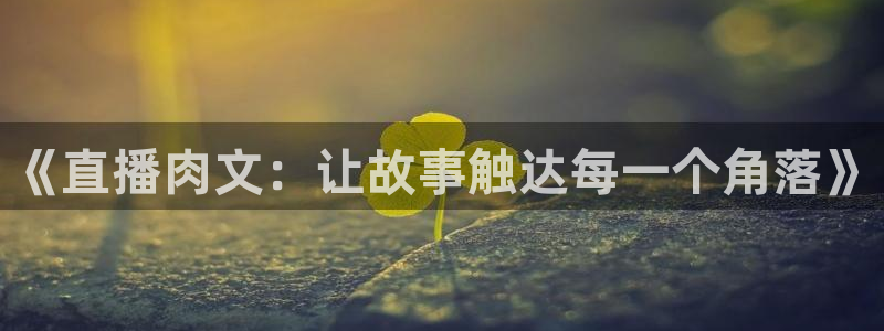 足球直播柠檬体育：《直播肉文：让故事触达每一个角落》